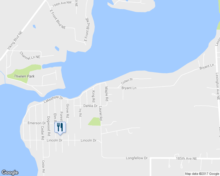 map of restaurants, bars, coffee shops, grocery stores, and more near 111 Bryant Lane in East Bethel