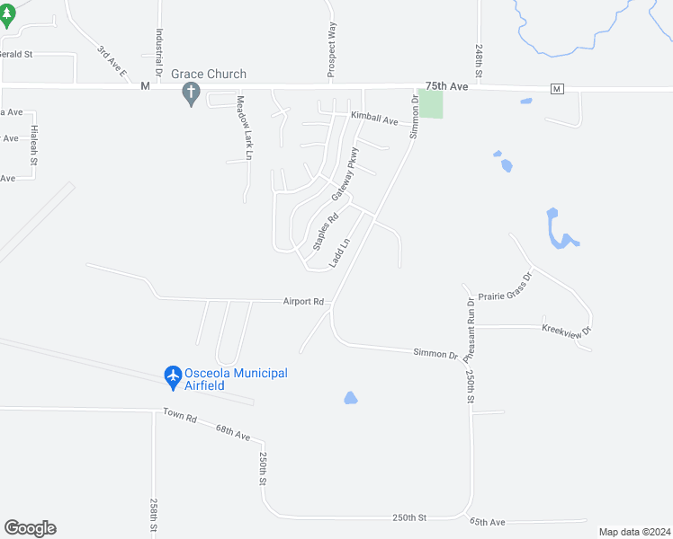 map of restaurants, bars, coffee shops, grocery stores, and more near 410 Ladd Lane in Osceola