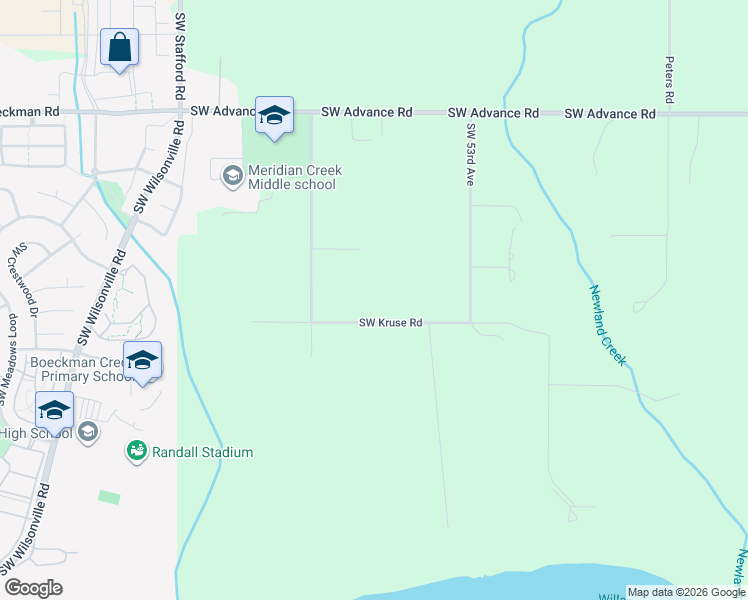 map of restaurants, bars, coffee shops, grocery stores, and more near 5691 Southwest Kruse Road in Wilsonville