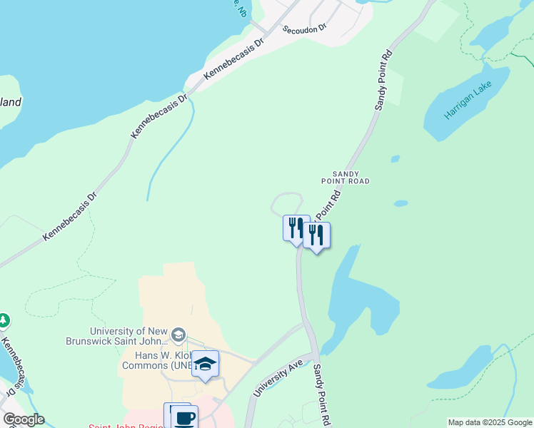 map of restaurants, bars, coffee shops, grocery stores, and more near 29 Cranberry Hill in Saint John