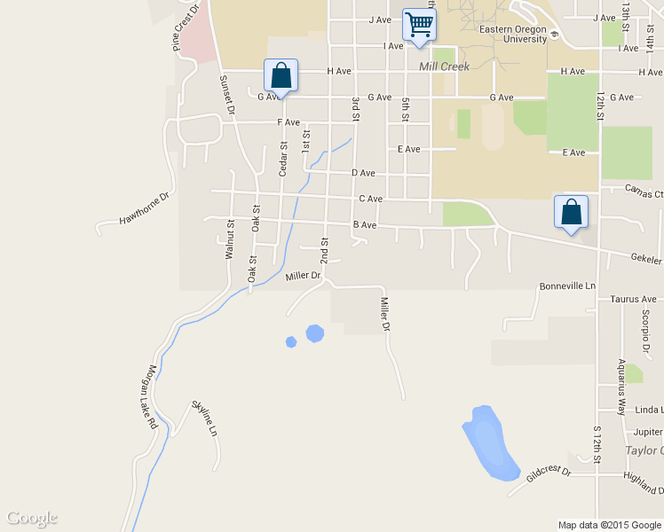 map of restaurants, bars, coffee shops, grocery stores, and more near 95 2nd Street in La Grande