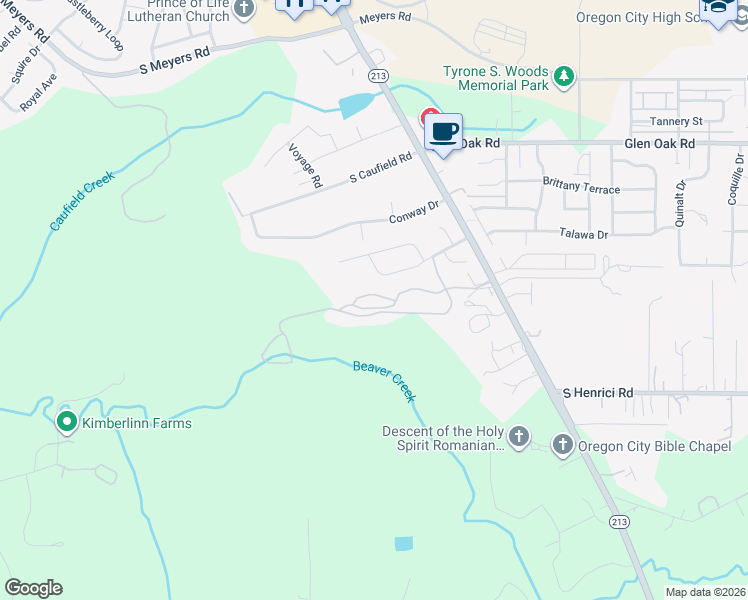 map of restaurants, bars, coffee shops, grocery stores, and more near 14160 Canyon Ridge Drive in Oregon City