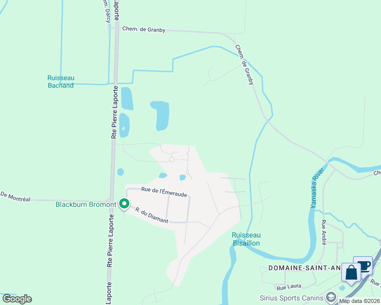 map of restaurants, bars, coffee shops, grocery stores, and more near 218 Rue de l'Aigle in Bromont