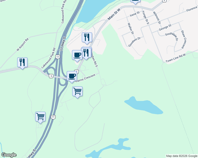 map of restaurants, bars, coffee shops, grocery stores, and more near 34 Kitchen Road South in Huntsville