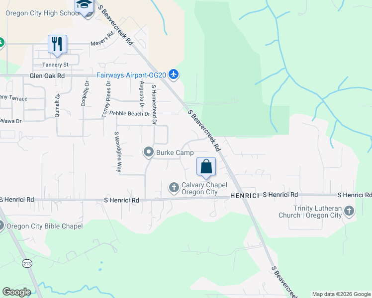 map of restaurants, bars, coffee shops, grocery stores, and more near 15340 South Arborview Court in Oregon City
