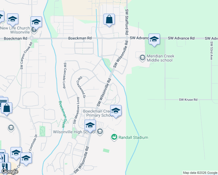 map of restaurants, bars, coffee shops, grocery stores, and more near in Wilsonville
