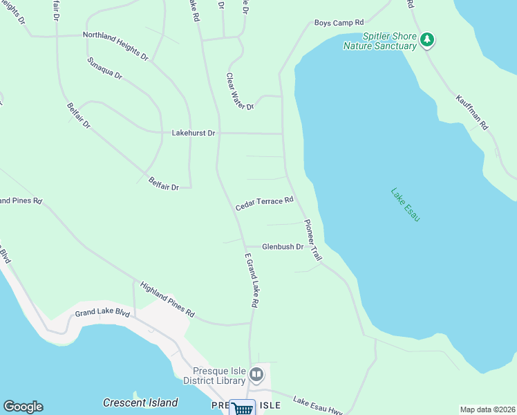 map of restaurants, bars, coffee shops, grocery stores, and more near 18200 Sprucedale Ct in Presque Isle