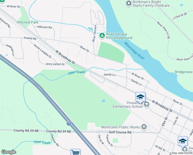 map of restaurants, bars, coffee shops, grocery stores, and more near 1305 West Broadway Street in Monticello