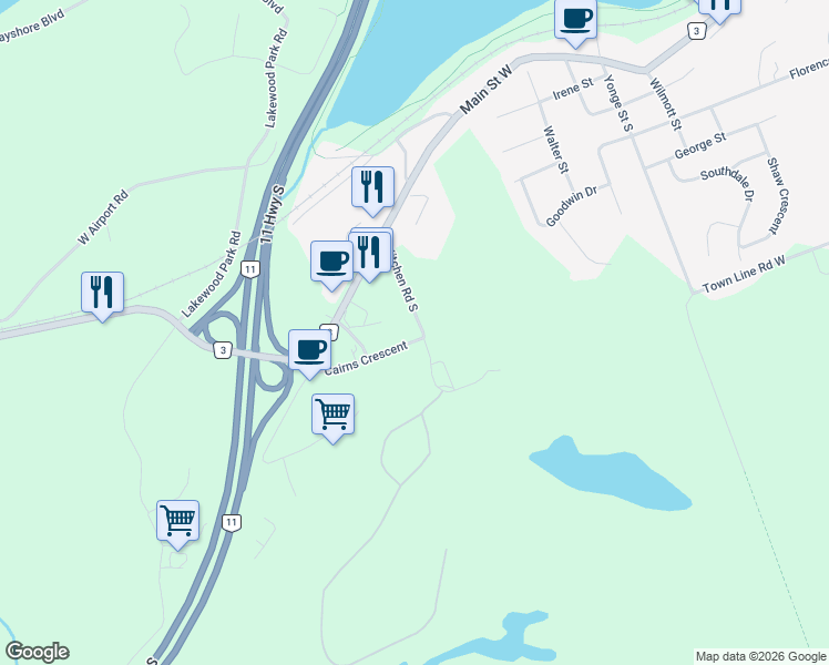 map of restaurants, bars, coffee shops, grocery stores, and more near 22 Kitchen Road South in Huntsville