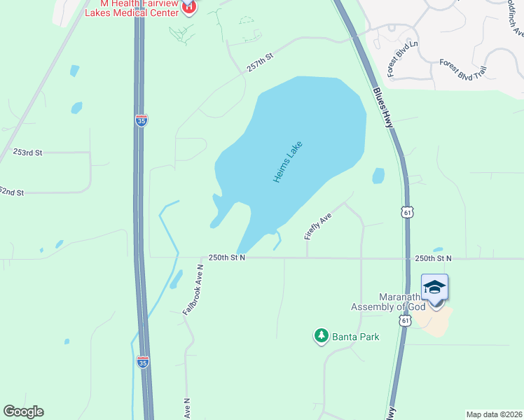 map of restaurants, bars, coffee shops, grocery stores, and more near 5294 250th Street North in Forest Lake