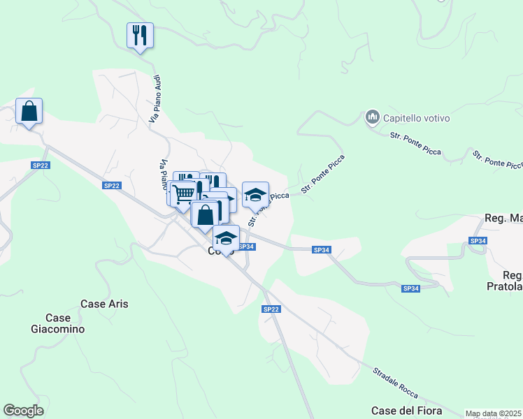 map of restaurants, bars, coffee shops, grocery stores, and more near 6 Via Tramontana in Corio