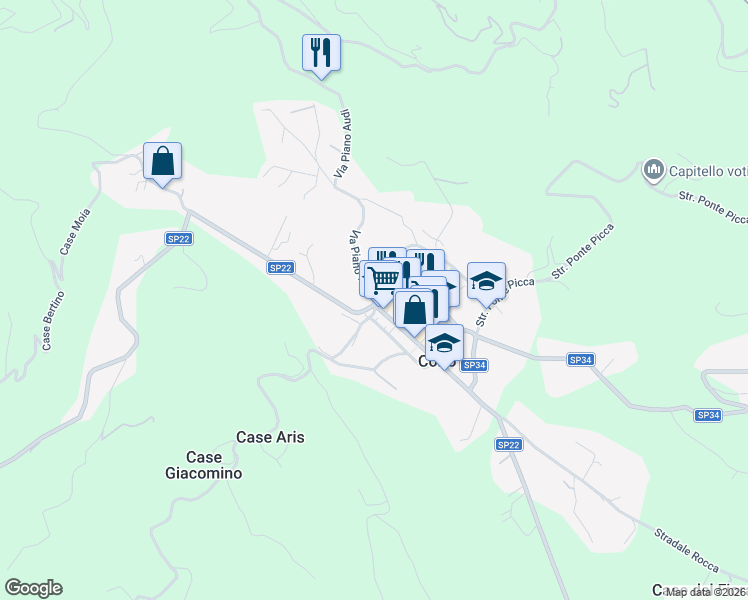 map of restaurants, bars, coffee shops, grocery stores, and more near 1/B Via Piano Audi in Corio