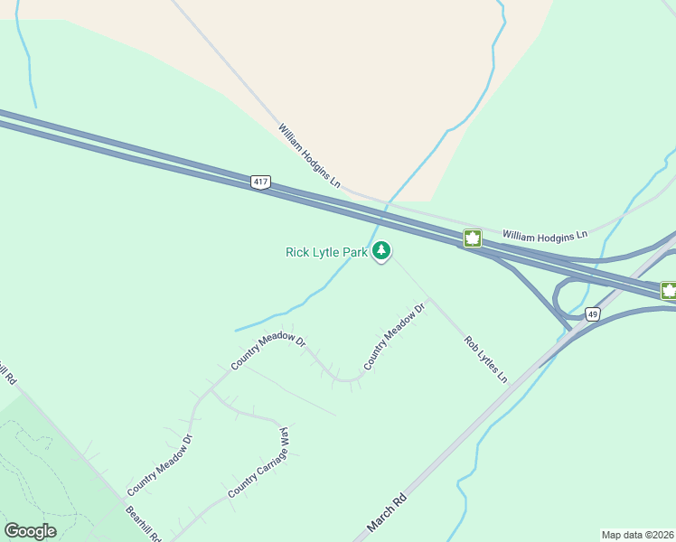 map of restaurants, bars, coffee shops, grocery stores, and more near 155 Country Meadow Drive in Ottawa