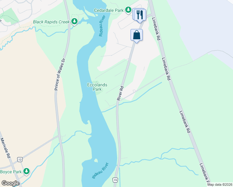 map of restaurants, bars, coffee shops, grocery stores, and more near in Ottawa