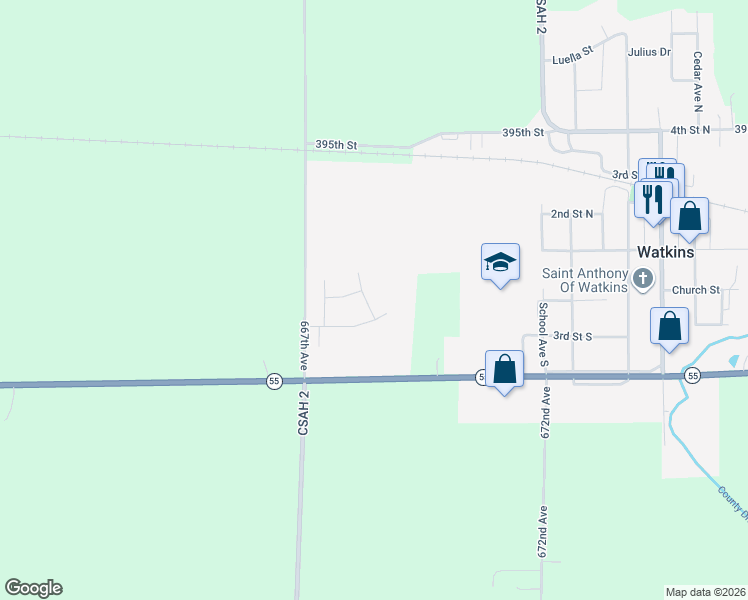map of restaurants, bars, coffee shops, grocery stores, and more near 110 Shire Road in Watkins