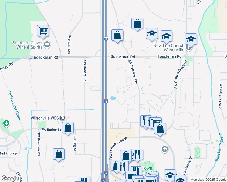 map of restaurants, bars, coffee shops, grocery stores, and more near 8816 Southwest Ash Meadows Road in Wilsonville