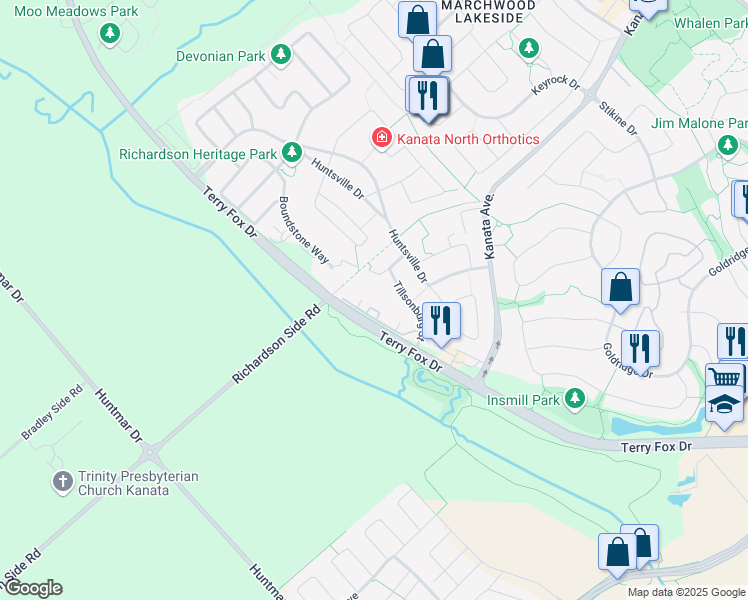 map of restaurants, bars, coffee shops, grocery stores, and more near 170 Guelph Private in Ottawa