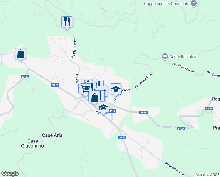 map of restaurants, bars, coffee shops, grocery stores, and more near 6 Via Tramontana in Corio