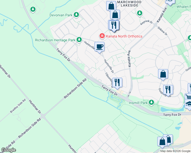map of restaurants, bars, coffee shops, grocery stores, and more near 190 Guelph Private in Ottawa