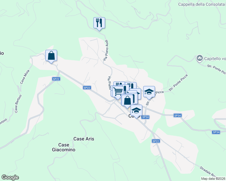map of restaurants, bars, coffee shops, grocery stores, and more near 1B Via Piano Audi in Corio