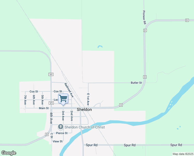 map of restaurants, bars, coffee shops, grocery stores, and more near W5455 Butler Street in Sheldon