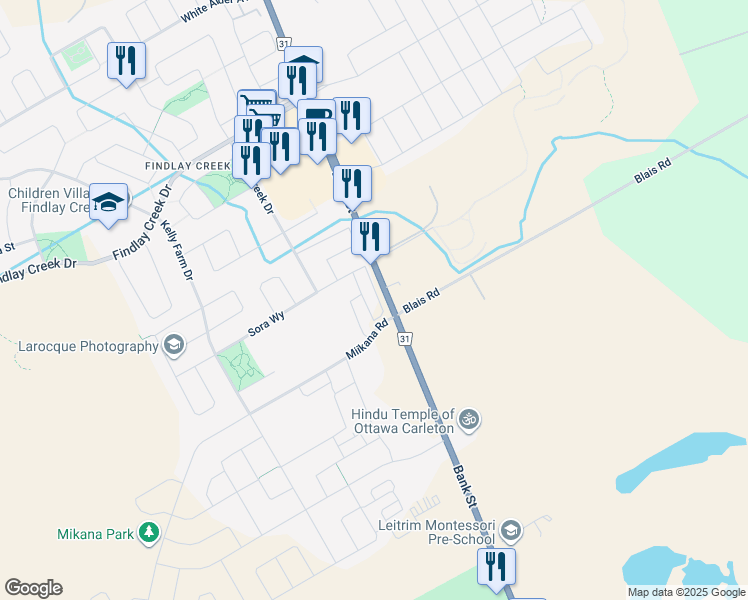 map of restaurants, bars, coffee shops, grocery stores, and more near 526 Labrador Crescent in Ottawa