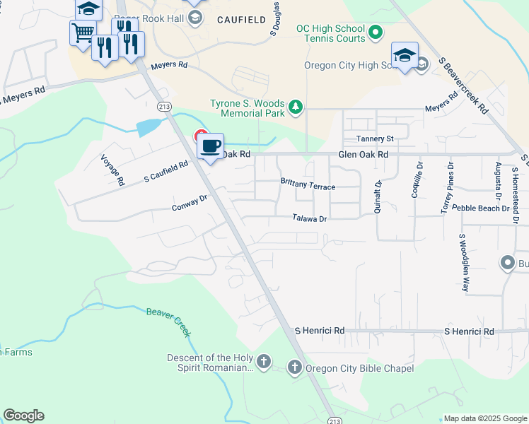 map of restaurants, bars, coffee shops, grocery stores, and more near 14315 Russ Wilcox Way in Oregon City