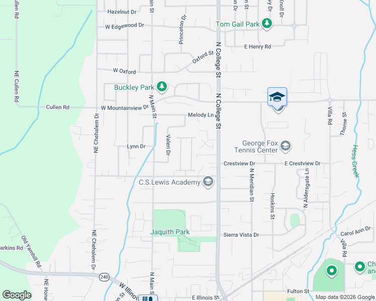 map of restaurants, bars, coffee shops, grocery stores, and more near 301 East Columbia Drive in Newberg