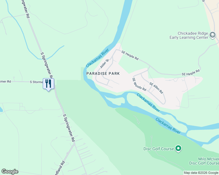 map of restaurants, bars, coffee shops, grocery stores, and more near 28821 Southeast Paradise Road in Eagle Creek