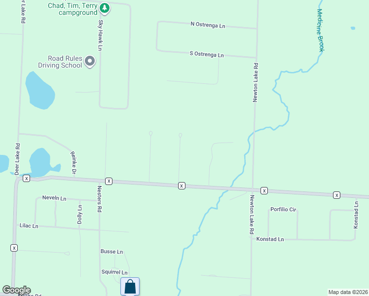map of restaurants, bars, coffee shops, grocery stores, and more near N9758 Mead Lane in Crivitz