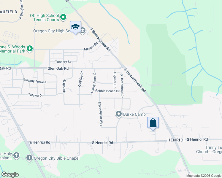 map of restaurants, bars, coffee shops, grocery stores, and more near 15040 Saint Andrews Drive in Oregon City