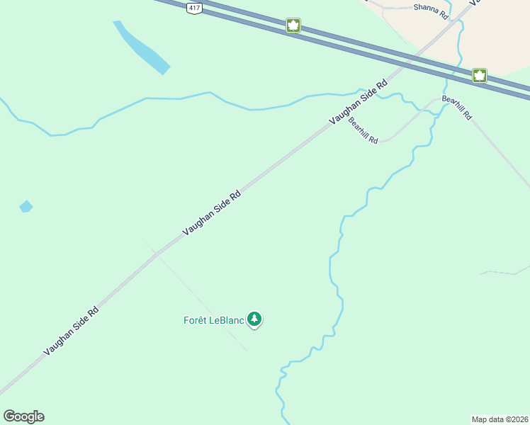 map of restaurants, bars, coffee shops, grocery stores, and more near Vaughan Side Road in Ottawa