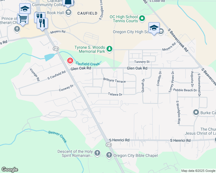 map of restaurants, bars, coffee shops, grocery stores, and more near 20091 Tad Place in Oregon City