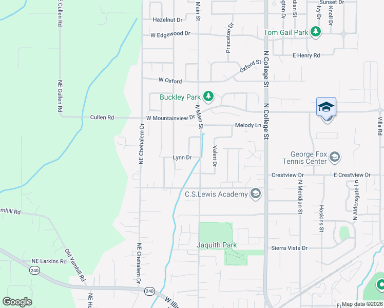 map of restaurants, bars, coffee shops, grocery stores, and more near 2000 Nugget Lane in Newberg