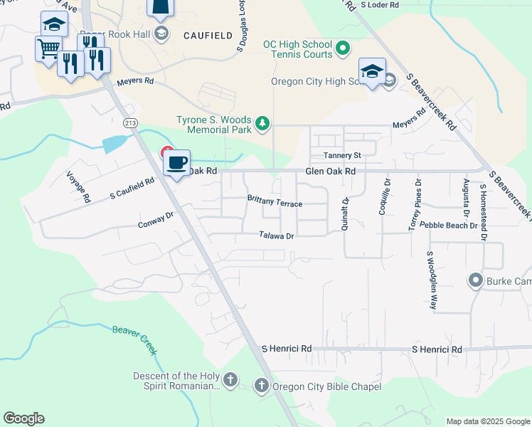 map of restaurants, bars, coffee shops, grocery stores, and more near 14353 Emily PI in Oregon City