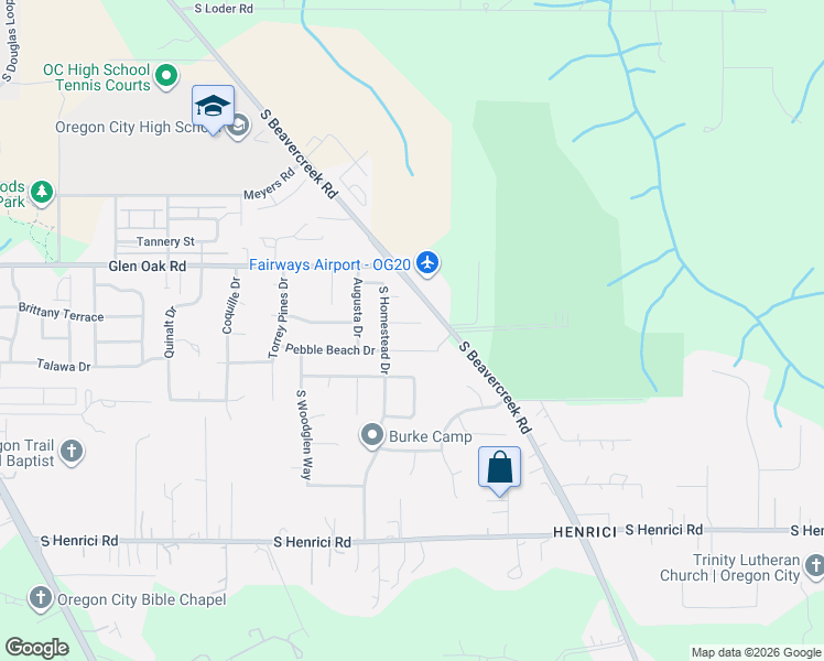 map of restaurants, bars, coffee shops, grocery stores, and more near 15068 Hiltonhead Court in Oregon City