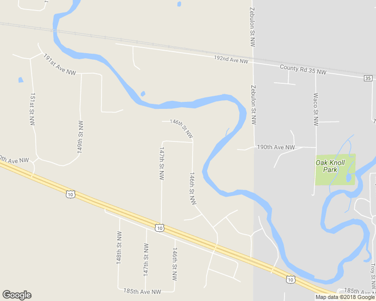 map of restaurants, bars, coffee shops, grocery stores, and more near 18964 146th Street Northwest in Elk River