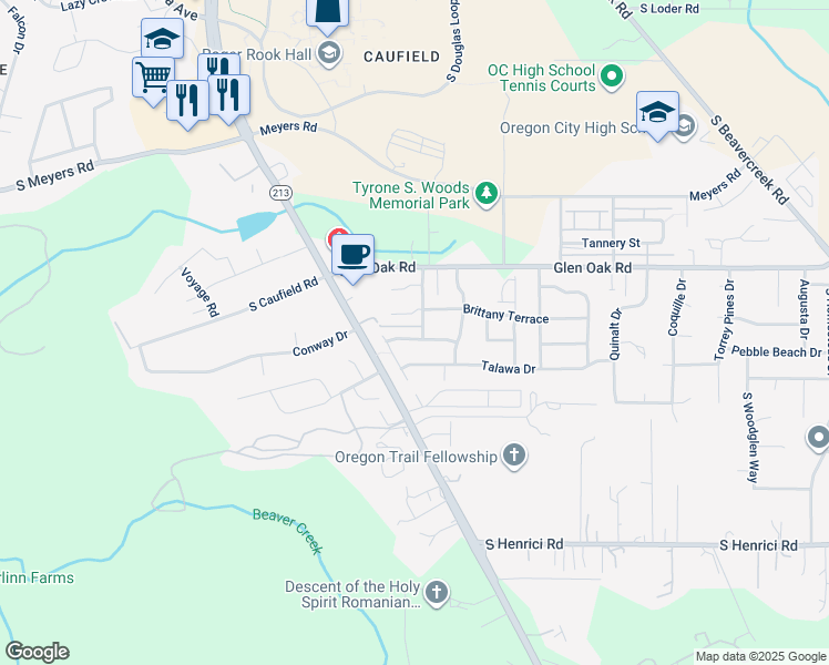 map of restaurants, bars, coffee shops, grocery stores, and more near 14237 Russ Wilcox Way in Oregon City