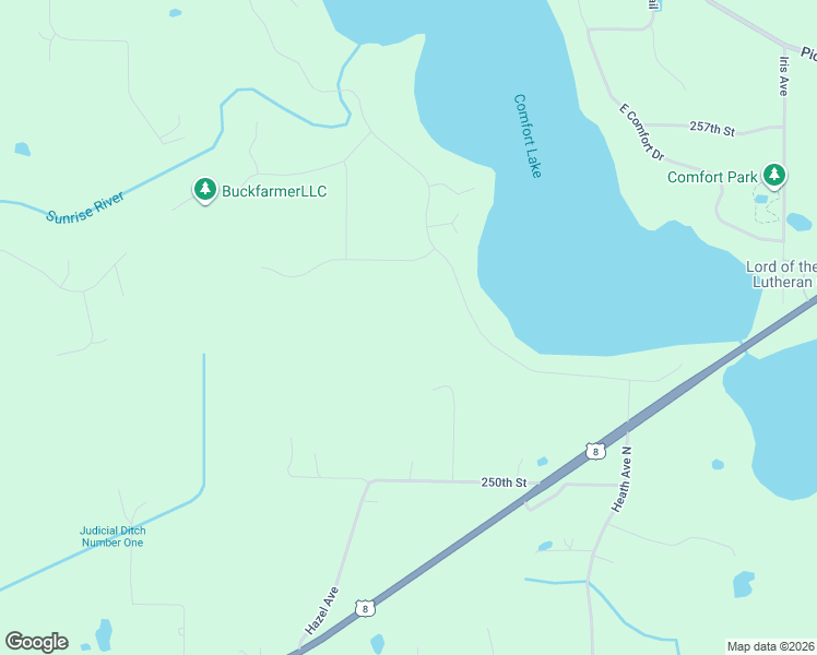 map of restaurants, bars, coffee shops, grocery stores, and more near 25295 West Comfort Drive in Forest Lake