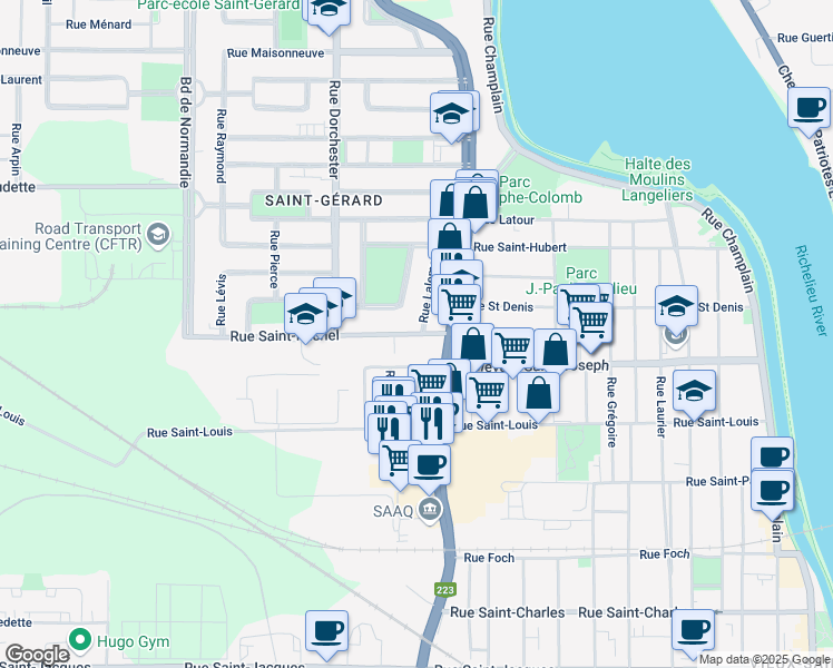 map of restaurants, bars, coffee shops, grocery stores, and more near 292 Rue Saint Michel in Saint-Jean-sur-Richelieu