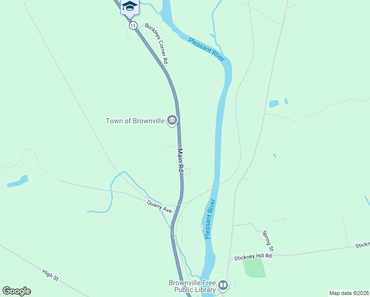 map of restaurants, bars, coffee shops, grocery stores, and more near 547 Main Road in Brownville