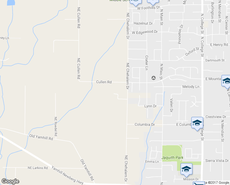 map of restaurants, bars, coffee shops, grocery stores, and more near 2043 Northeast Chehalem Drive in Newberg