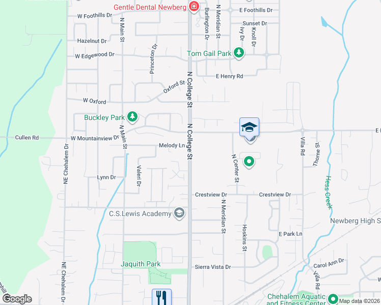 map of restaurants, bars, coffee shops, grocery stores, and more near 2160 Hillsboro-Silverton Highway in Newberg