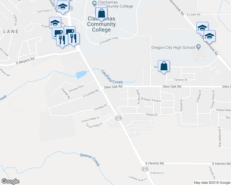 map of restaurants, bars, coffee shops, grocery stores, and more near 14324 Glen Oak Road in Oregon City