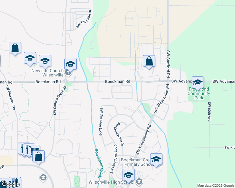 map of restaurants, bars, coffee shops, grocery stores, and more near 7142 Southwest Bouchaine Street in Wilsonville