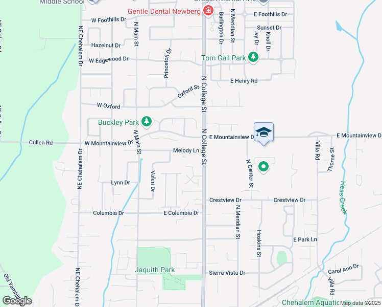 map of restaurants, bars, coffee shops, grocery stores, and more near 606 Melody Lane in Newberg