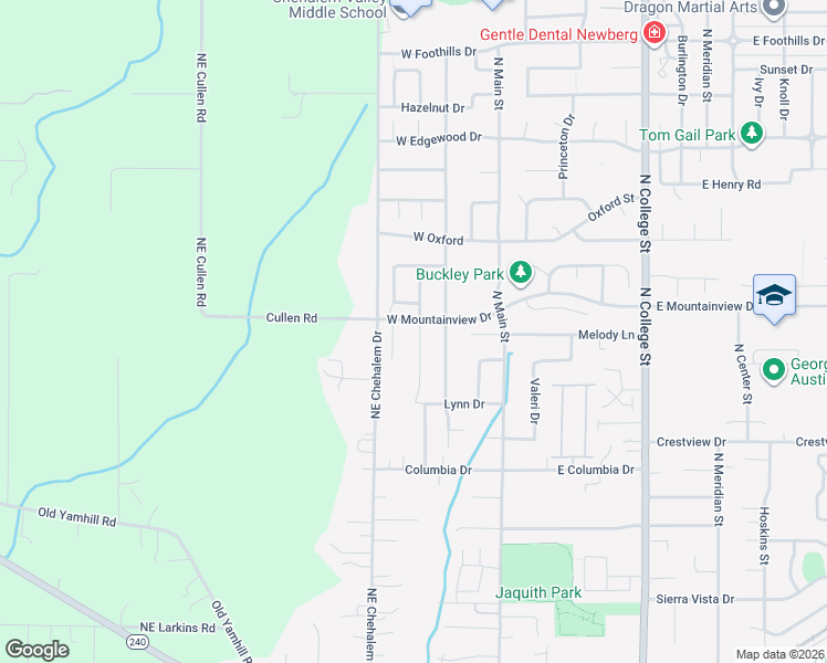 map of restaurants, bars, coffee shops, grocery stores, and more near 2165 Heritage Way in Newberg