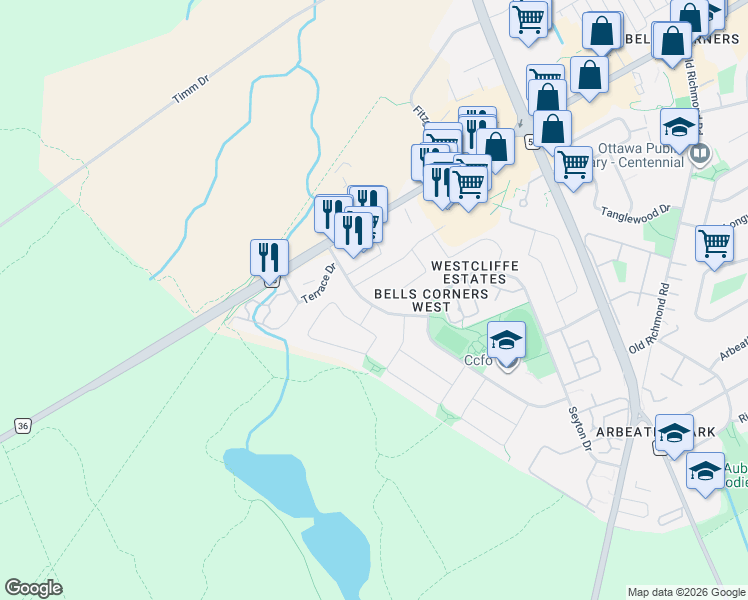 map of restaurants, bars, coffee shops, grocery stores, and more near in Ottawa