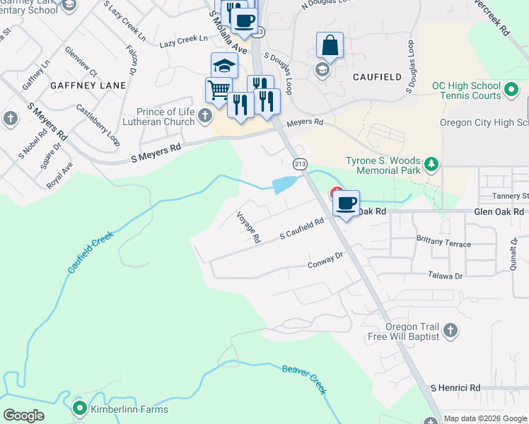 map of restaurants, bars, coffee shops, grocery stores, and more near 19947 Trade Way in Oregon City