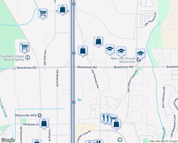 map of restaurants, bars, coffee shops, grocery stores, and more near 8882 Southwest Ash Meadows Circle in Wilsonville